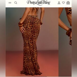 LEOPARD PRINTED CHIFFON LOW RISE MAXI SKIRT SIZE XS